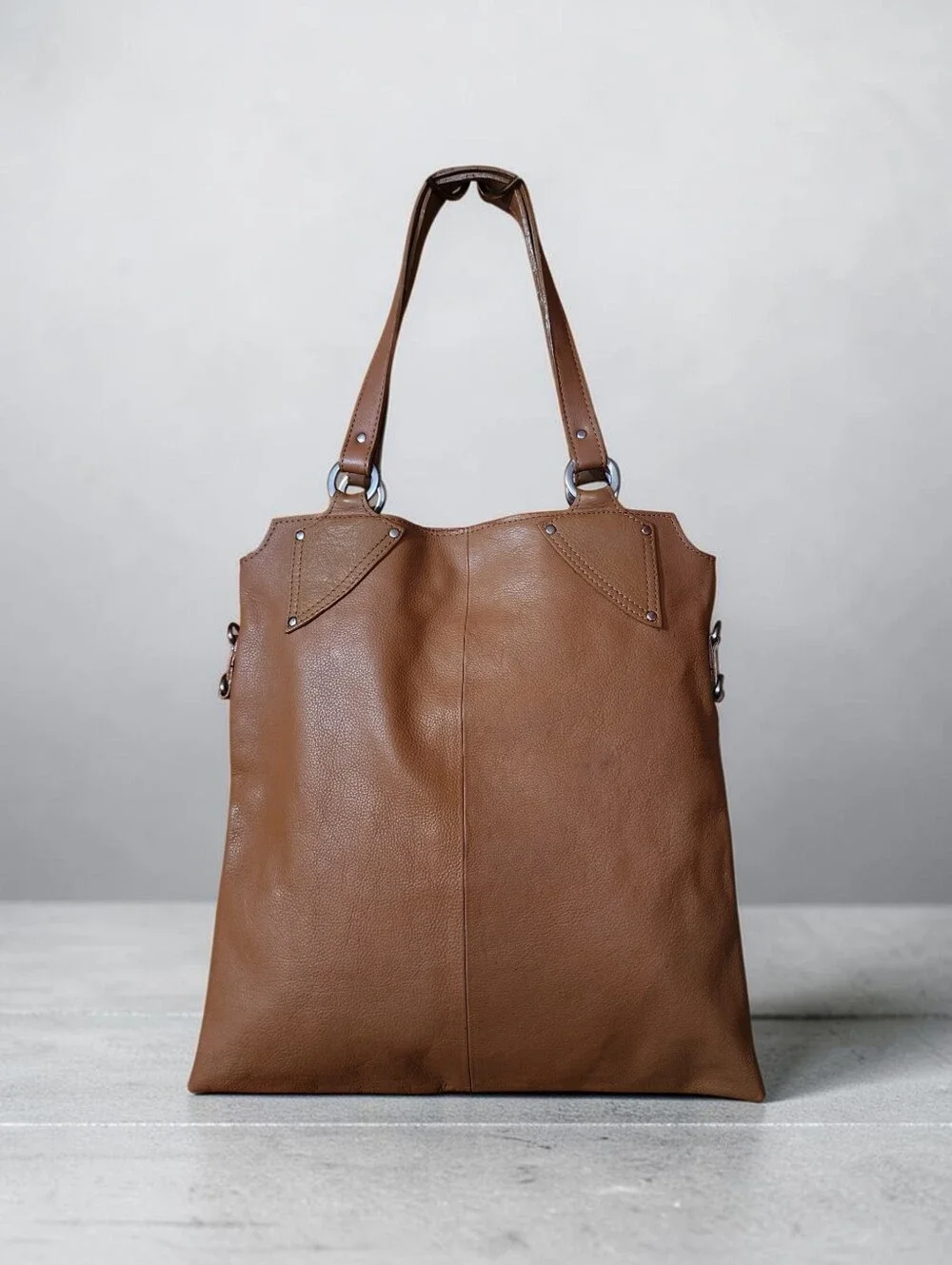 Cristian of Italy Camel Brown Leather Tote Bag Shoulder Purse